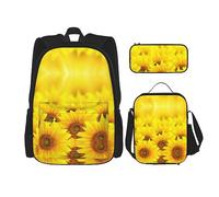 Kfjghhl Yellow Sunflower Pencil Case Backpack Lunch Bag Boys Girls School Bookbag Set College Laptop Student Summer