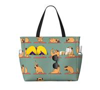 Kfjghhl Yoga Pug Large Capacity Beach Travel Bag Tote Bag Women Pockets Laptop Purse Handbag Work Adult Gym
