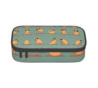 Kfjghhl Yoga Pug Pencil Case Large Girls Boys Cute Pencil Case Secondary Big Capacity Zipper Compartments