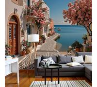 kfjhgbdshhj 3D Effect Landscape Photo Wallpaper - Deep Blue Islands, Roads, Buildings, Silk Fabric Wall Poster, Living Room, Bedroom, 150cm x 105cm