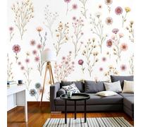 kfjhgbdshhj 3D Effect Photo Wallpaper Decoration Wall Mural, Hand-Drawn Wildflowers and Plants on Silk Fabric - Watercolor Panorama Wall Decor, 200cm x 140cm