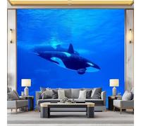 kfjhgbdshhj 3D Non-Woven Wallpaper Killer Whale in the Blue Ocean, wall Decoration, Mural, wall Mural, Non-Woven Wallpaper, Living Room Bedroom Office Hallway wall Decoration, 430cm x 300cm