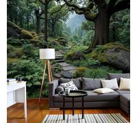 kfjhgbdshhj 3D Photo Wallpaper Tropical Rainforest Paths, Forest Plants, Silk Fabric, Bedroom Living Room TV Background Wall Decoration, 300cm x 210cm