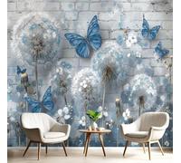 kfjhgbdshhj 3D Simple Dandelion Wallpaper Mural, Ink Butterfly Bedroom Wallpaper Indigo Wall Mural for Living Room Wall Decor, 400cm x 280cm