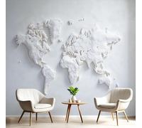 kfjhgbdshhj 3D World Map Photo Wallpaper, Abstract Relief Wall Mural for Bedroom, Cream Wall Decoration, Office Wall Art, Children's Room, 150cm x 105cm
