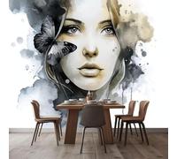 kfjhgbdshhj Butterfly Girl Graffiti 3D Effect Photo Wallpaper Mural, Non-Woven Wall Decoration, for Living Room, Kitchen, Bedroom & Children's Room, 150cm x 105cm