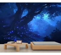 kfjhgbdshhj Fantasy Forest Wall Mural Enchanted Forest Wallpaper Tree Night Vision Mural Wallpaper for Bedroom Living Room Poster,430cmx300cm