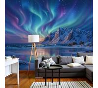 kfjhgbdshhj Fantasy Landscape 3D Effect Wallpaper Mural - Blue-Green Archipelago Aurora Silk Fabric, Living Room Bedroom Wallpaper, 200cm x 140cm