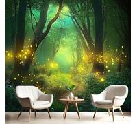 kfjhgbdshhj Firefly Forest Photo Wallpaper 3D Effect Silk Wallpaper Olive Green Wall Decor for Bedroom Living Room Kitchen - Fantasy Landscape Photo Wallpaper, 250cm x 175cm