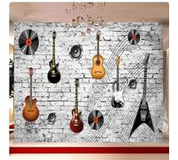 kfjhgbdshhj Mural Wallpaper 3D Nostalgic Brick Wall Personality Guitar Music Element Symbol Bar Background Wall Papers*300cmx210cm(118.1x82.7inch)