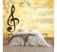 kfjhgbdshhj Musical Note Pattern in Classical Style Photo Wallpaper Wall Decor Wallpaper Wall Mural Decoration Study Room Living Room Restaurant Cafe Decor, Tanning, 150cm x 105cm