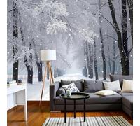 kfjhgbdshhj Photo Wallpaper, Winter Silent Forest Non-Woven Snowy Streets XXL Modern White Wall Decoration Wall Picture for Living Room Bedroom,250cmx175cm Stickers - Frameless Painting - Poster