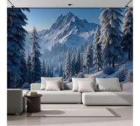 kfjhgbdshhj Winter Landscape Photo Wallpaper Evergreen Forest Snow-Covered Mountains Wall Mural, Living Room Bedroom Children's Room, Landscape, 300cm x 210cm
