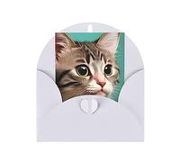 KFLDYOASCBVN A Curious Cat Elegant Pearl Paper Holiday Greeting Card For Christmas, Blessing Cardï¼ŒBirthday, Valentine'S Day, And More