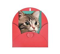 KFLDYOASCBVN A Curious Cat Elegant Pearl Paper Holiday Greeting Card For Christmas, Blessing Cardï¼ŒBirthday, Valentine'S Day, And More