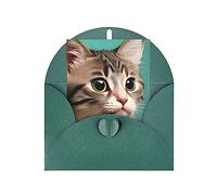 KFLDYOASCBVN A Curious Cat Elegant Pearl Paper Holiday Greeting Card For Christmas, Blessing Cardï¼ŒBirthday, Valentine'S Day, And More