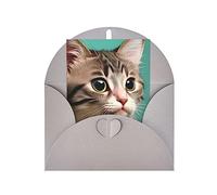 KFLDYOASCBVN A Curious Cat Elegant Pearl Paper Holiday Greeting Card For Christmas, Blessing Cardï¼ŒBirthday, Valentine'S Day, And More