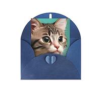 KFLDYOASCBVN A Curious Cat Elegant Pearl Paper Holiday Greeting Card For Christmas, Blessing Cardï¼ŒBirthday, Valentine'S Day, And More