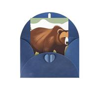 KFLDYOASCBVN Brown Bear Walking Elegant Pearl Paper Holiday Greeting Card For Christmas, Blessing Cardï¼ŒBirthday, Valentine'S Day, And More