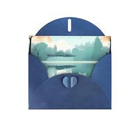 KFLDYOASCBVN Fallen Leaves On A Tranquil Lake Elegant Pearl Paper Holiday Greeting Card For Christmas, Blessing Cardï¼ŒBirthday, Valentine'S Day, And More