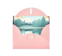 KFLDYOASCBVN Fallen Leaves On A Tranquil Lake Elegant Pearl Paper Holiday Greeting Card For Christmas, Blessing Cardï¼ŒBirthday, Valentine'S Day, And More