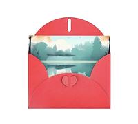 KFLDYOASCBVN Fallen Leaves On A Tranquil Lake Elegant Pearl Paper Holiday Greeting Card For Christmas, Blessing Cardï¼ŒBirthday, Valentine'S Day, And More