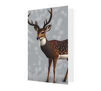 KFLDYOASCBVN Grey Plum Deer Elegant Pearl Paper Holiday Greeting Card For Christmas, Blessing Cardï¼ŒBirthday, Valentine'S Day, And More