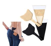 KFLY C String Thong Invisible Panty Heart Shaped Self Adhesive No Panty Line Strapless Panties (One Size, Black+Pink)