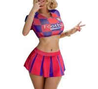KFLY Women’s Sexy Cosplay Costume Cheerleader Anime Lingerie Naughty Babydoll Teddy Football Uniform Cheer Referee Roleplay Mini Fancy Dress for Carnival Halloween Red