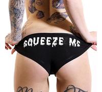 KFLY Women Underwear Lingerie Low Rise Sexy Thong Knickers G String Soft Cotton Hipster Briefs Yes Daddy Print (UK, Alpha, One Size, Regular, Regular, Style 2-Black)