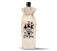 KFNER Halloween Wine Gift Bag - Witches Wine Bags for Friends Besties Coworkers - Sanderson Sisters Themed Burlap Wine Bottle Cover Bag for Halloween, Magical Birthday Party -07