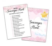 KFNER Slumber Party Games for Adults, Scavenger Hunt - Sleepover Games Card, Blush Pink Pajama Party Game Idea, Girls Birthday Party Supplies & Activity, Set of 30 Game Cards-A04