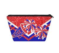 KFNHN Cheerleader Makeup Bag, Women Small Cosmetic Travel Toiletry Bag Pouch Organizer Vacation Weekend, Royal Blue Red, One Size