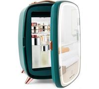 KFO Skincare Fridge 6L with Mirror and Light（3-Light Mode） | Pro-Style Beauty Fridge for Bedroom & Makeup | 6°C Cooling + 20dB Ultra-Quiet | 8-Can Drink and Cosmetic Storage & Adjustable Shelf