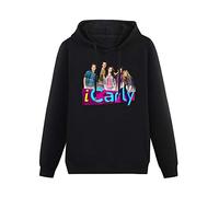 kfr Long Sleeve Hooded Sweatshirt Icarly Logo Cotton Blend Hoody S Black
