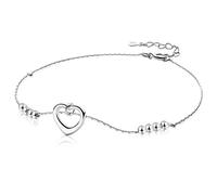 KFRS 925 Sterling Silver Indian Heart Love Beaded Ankle Bracelets Anklet for Women