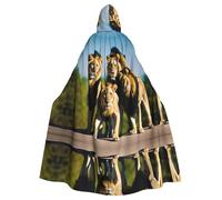 KFRXXZQB A pack of lions -Print Adult Halloween Cloak - Adjustable Hooded Cape For Parties, Gothic Events & Festivals, Machine Washable Value Option