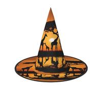 KFRXXZQB Africa Giraffe Tree -Print Full Coverage Halloween Hat - Packable Witch Headwear For Festivals, Larp & Parties 1 PC