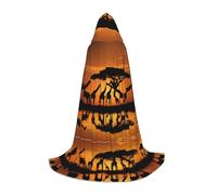KFRXXZQB Africa Giraffe Tree -Print Youth Hooded Cape - Adjustable Printed Cloak For Halloween Events, School Theatre & Costumes L