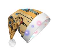 KFRXXZQB Ancient Egypt Tribe Series -Print Adult Plush Christmas Hat Led Lights Light-Up Santa Hat For Parties Events Soft, Washable Design For Holiday Gatherings Family Celebrations.