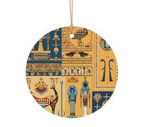 KFRXXZQB Ancient Egypt Tribe Series -Print Round Aluminum Pendants - Customizable Double-Sided Print, 0.8mm Thin Gold Cord For Christmas.