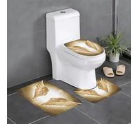 KFRXXZQB Angel Wing -Print Flannel Non-Slip Rug Set 3-Piece - Absorbent U-Shaped Toilet Mat Lid Cover For Bathroom.