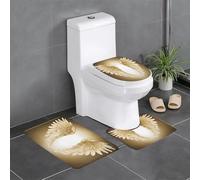 KFRXXZQB Angel Wing -Print Flannel Non-Slip Rug Set 3-Piece - Absorbent U-Shaped Toilet Mat Lid Cover For Bathroom.