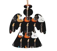 KFRXXZQB Art Guitar Pattern -Print Handcrafted Wooden Christmas Ornaments - Double-Sided Printed Hanging Decor For Tree Home Gifts. 2PCS