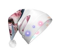 KFRXXZQB Ballet Dancer -Print Adult Plush Christmas Hat Led Lights Light-Up Santa Hat For Parties Events Soft, Washable Design For Holiday Gatherings Family Celebrations.