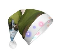 KFRXXZQB Beach Golf Course -Print Adult Plush Christmas Hat Led Lights Light-Up Santa Hat For Parties Events Soft, Washable Design For Holiday Gatherings Family Celebrations.