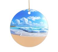 KFRXXZQB Beach sea -Print Acrylic Pendant Golden Lanyard - Customizable High-Clarity Ornament For Christmas & Wedding Deco.
