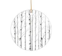 KFRXXZQB Birch Tree -Print Acrylic Pendant Golden Lanyard - Customizable High-Clarity Ornament For Christmas & Wedding Deco.