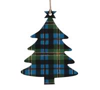 KFRXXZQB Blue and Green Scottish Tartan -Print Handcrafted Wooden Christmas Ornaments - Double-Sided Printed Hanging Decor For Tree Home Gifts. 2PCS