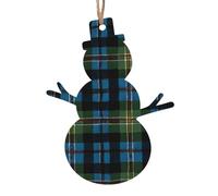 KFRXXZQB Blue and Green Scottish Tartan -Print Handcrafted Wooden Christmas Ornaments - Double-Sided Printed Hanging Decor For Tree Home Gifts. 2PCS